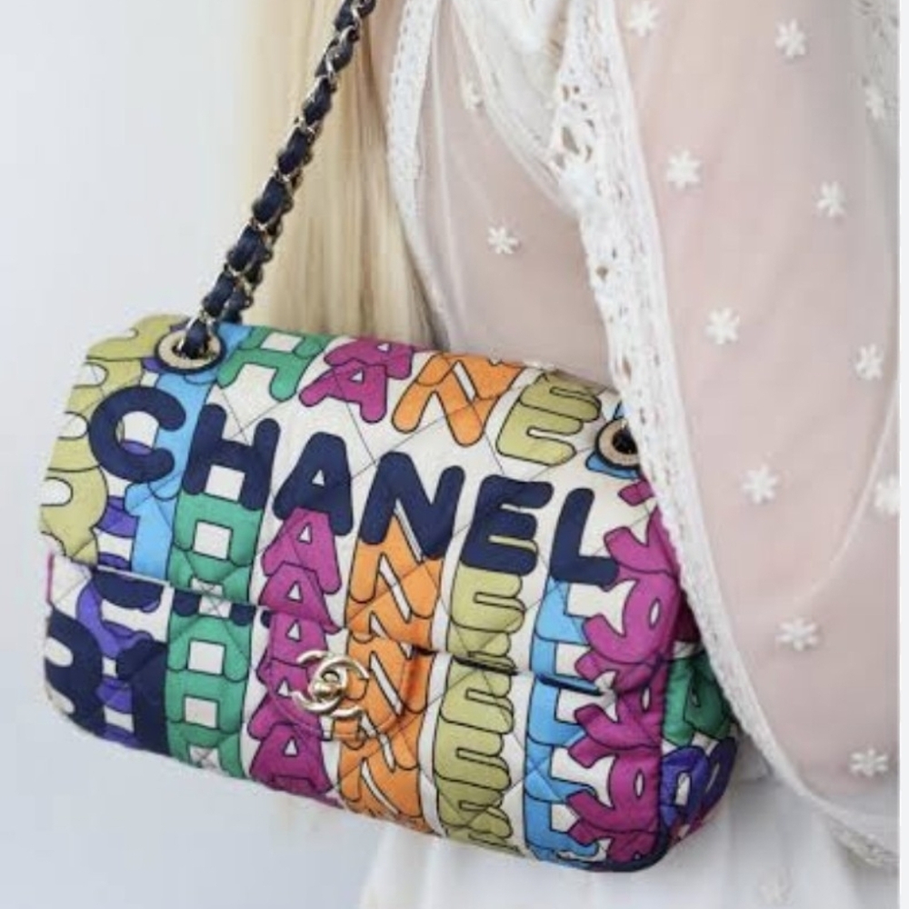 Rainbow Flap Quilted Handbag NeW